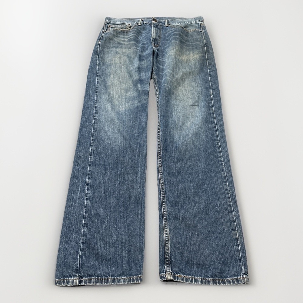 Vintage Y2K Levis 505 Light Wash Blue Mens 34x34 Regular Straight Jeans Red Tab
